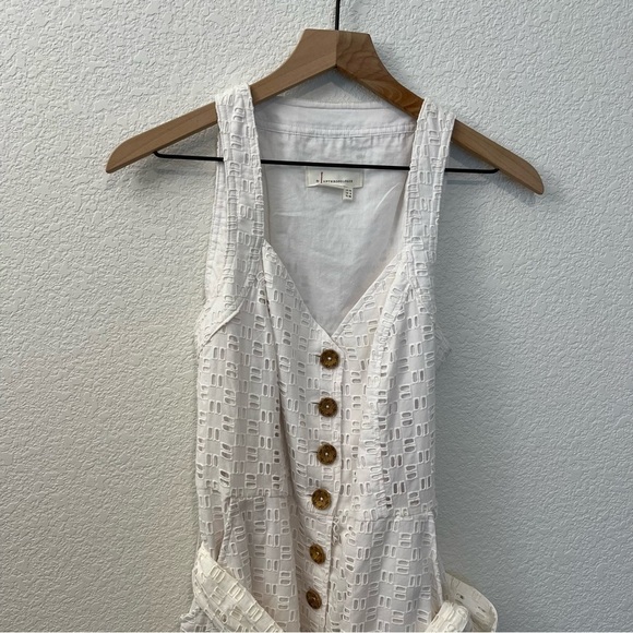 Anthropologie White Belted Eyelet Shorts Romper with Pockets- Size 8 - Picture 13 of 16